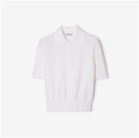 burberry blend cotton shirt|Cotton Blend Polo Shirt in Chalk .